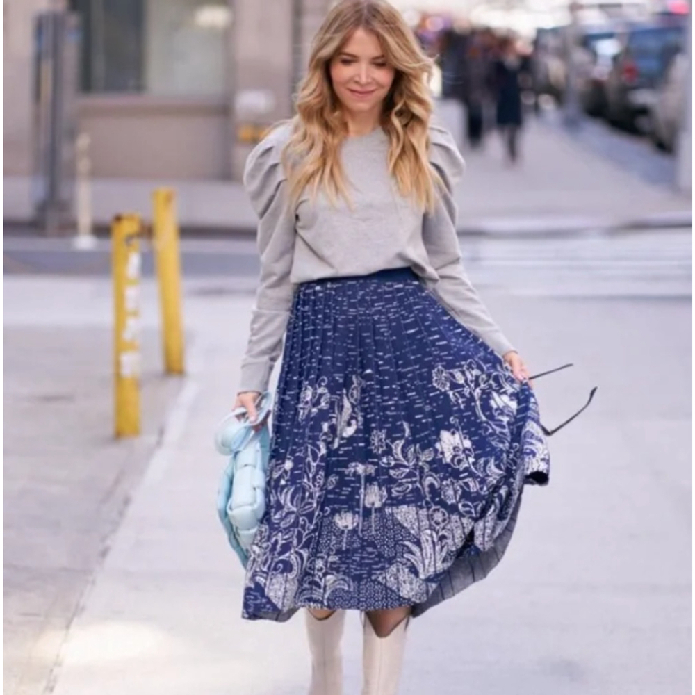 Anthropologie Haven Knit Pleated Midi Skirt Size XS
